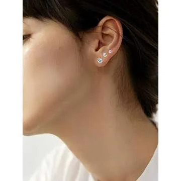 Small Silver Hoop Earrings 925 Sterling Silver Post Hoop Earrings for Women Cartilage Piercing 6 Pairs Silver Huggie Hoop Earrings Silver Stud Earrings Set Mini Tiny Hoop Earrings for Women Men