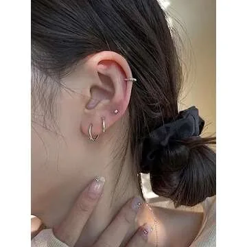 Small Silver Hoop Earrings 925 Sterling Silver Post Hoop Earrings for Women Cartilage Piercing 6 Pairs Silver Huggie Hoop Earrings Silver Stud Earrings Set Mini Tiny Hoop Earrings for Women Men