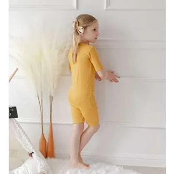 AVAUMA Newborn Baby Little Boys Girls Snug-Fit Pajamas Summer Short Sets Pjs Kids Clothes (XS/Mustard Yellow)