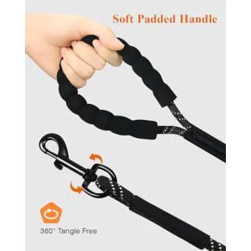 Taglory Long Dog Leash, 15FT 30FT 50FT 66FT, Training and Recall Leash with Comfortable Padded Handle for Large Medium Small Dogs Walking, Camping, Black 30FT