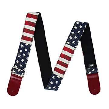 QIELIZI Adjustable Guitar Strap with Picks & Locks - American Flag