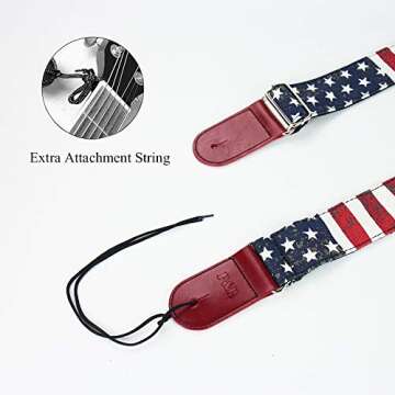 QIELIZI Adjustable Guitar Strap with Picks & Locks - American Flag