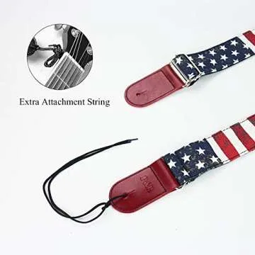 QIELIZI Adjustable Guitar Strap with Picks & Locks - American Flag
