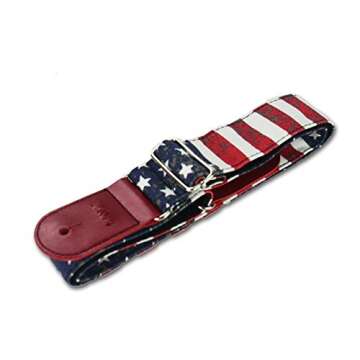 QIELIZI Adjustable Guitar Strap with Picks & Locks - American Flag