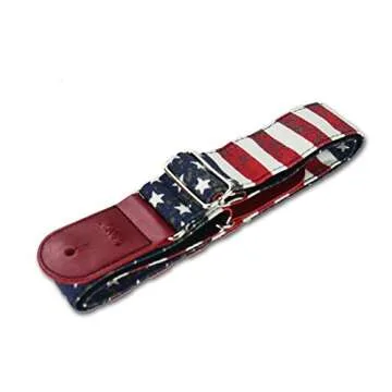 QIELIZI Adjustable Guitar Strap with Picks & Locks - American Flag