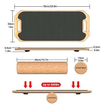 EVERYMILE Balance Board 30" - Core Trainer for All Sports