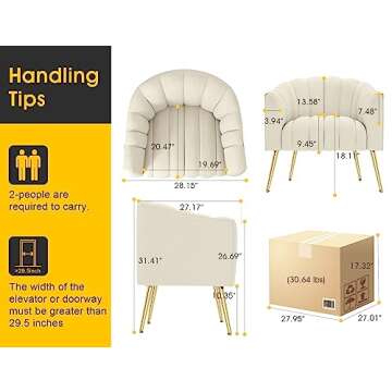 Dewhut Oversized Pumpkin Couch Accent Chair, Modern Comfy Velvet Upholstered Barrel Chairs, Luxury S...