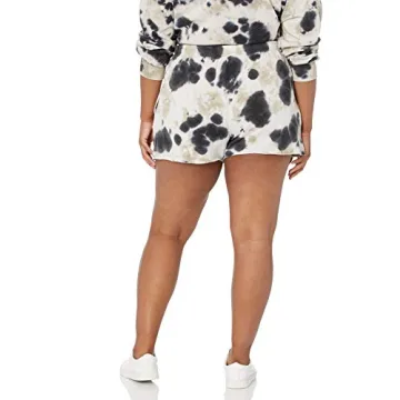 The Drop Women's Michaela Fleece Side Slit Short, Black Tie Dye, S