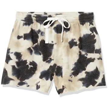 The Drop Women's Michaela Fleece Side Slit Short, Black Tie Dye, S