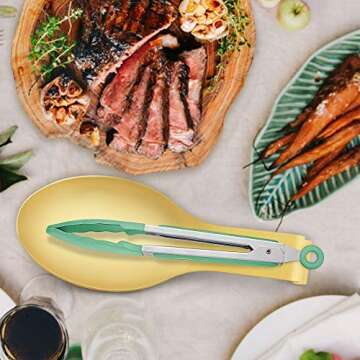 LIANYU Gold Spoon Rest for Kitchen Counter Stove Top, Stainless Steel Spatula Ladle Spoon Utensils Holder, Dishwasher Safe