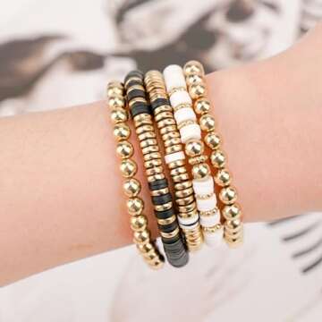 Gionlion 3000 Pcs Clay Beads Bracelets for Women, Golden Beads DIY Jewelry Making Kit