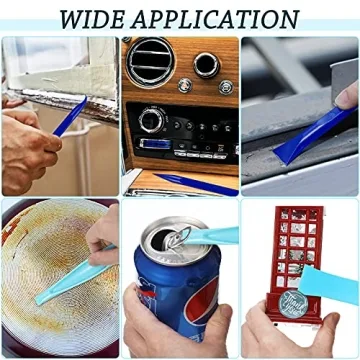 Non-Scratch Plastic Scraper Tool Carbon Fiber Plastic Cleaning Scraper Tool Pen-shaped Scraper Tool Stiff Scraper Cleaning Tool for Kitchen Sticker Scratch Cleaning (6, Blue)