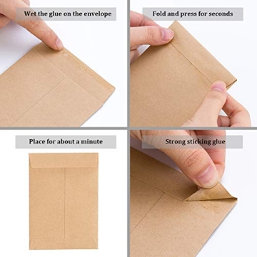 200 Pack Self-Adhesive Small Parts Packets Envelopes Kraft Self Sealing Seed Envelopes Coin Stamps Storage for Home, Garden, Wedding or Office, 2 Size(2.25"×3.5"/3.23"×4.53")
