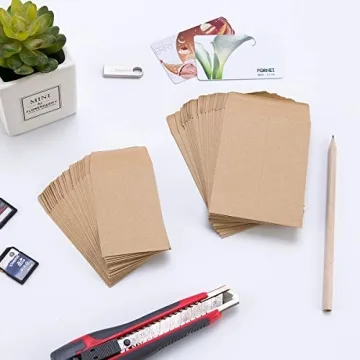 200 Pack Self-Adhesive Small Parts Packets Envelopes Kraft Self Sealing Seed Envelopes Coin Stamps Storage for Home, Garden, Wedding or Office, 2 Size(2.25"×3.5"/3.23"×4.53")