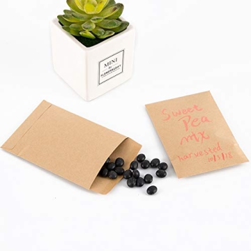 200 Pack Self-Adhesive Small Parts Packets Envelopes Kraft Self Sealing Seed Envelopes Coin Stamps Storage for Home, Garden, Wedding or Office, 2 Size(2.25"×3.5"/3.23"×4.53")