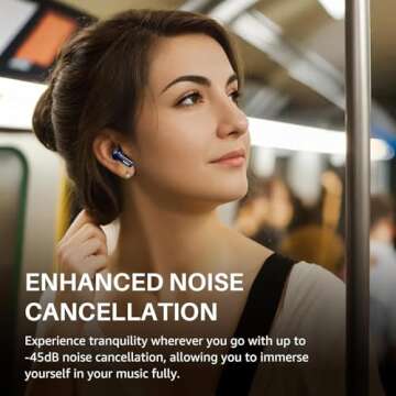 TOZO Hybrid Active Noise Cancelling Wireless Earbuds with 6 Mics AI Clear Call Ear Buds 55H Playtime with LED Display 32 Preset EQs via APP Bluetooth 5.3 IPX8 Waterproof in Ear Headphones