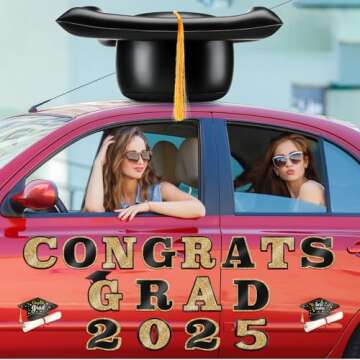 2025 Graduation Car Decoration Set with Inflatable Cap
