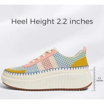 LUCKY STEP Women's Running Shoes Knit Non Slip Walking Trainers Casual Breathable Lightweight Sports Sneakers(Pink/Yellow Multi Knit,8 B(M) US)