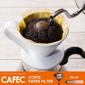 CAFEC Specialty Coffee Paper Filters - 100 Cone-Shaped Filters