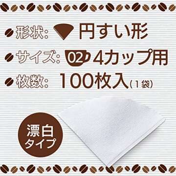 CAFEC Traditional Cone-Shaped Coffee Paper Filters 100pcs