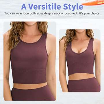 Climb Workout Crop Tank Tops for Women - Versatile Reversible Ribbed Design