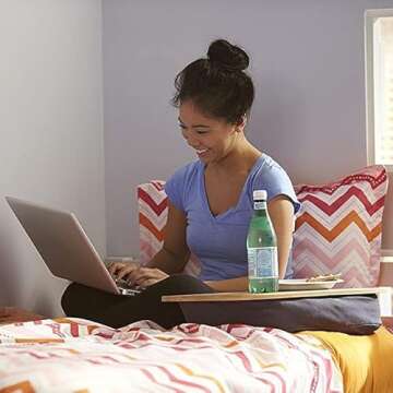 Yogibo Traybo 2.0 Lap Desk, Bamboo Top Lap Desk With Pillow for Laptop Built in Slot for Tablet or Phone, Lap Pad for Working, Reading, Writing, Lap Board, Turquoise