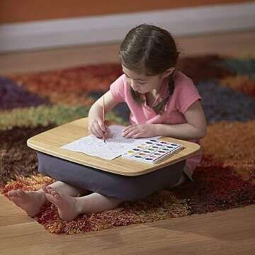 Yogibo Traybo 2.0 Lap Desk, Bamboo Top Lap Desk With Pillow for Laptop Built in Slot for Tablet or Phone, Lap Pad for Working, Reading, Writing, Lap Board, Turquoise