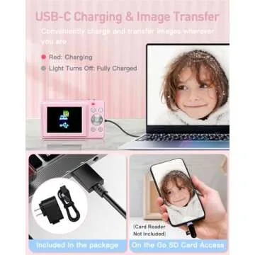 AiTechny Digital Camera for Kids, 1080P FHD Camera, 44MP Point and Shoot Digital Camera for Pictures with 32GB Card, 16X Zoom, Compact Small Vintage Camera Gifts for Teens Kids Boys Girls(Pink)