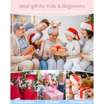 AiTechny Digital Camera for Kids, 1080P FHD Camera, 44MP Point and Shoot Digital Camera for Pictures with 32GB Card, 16X Zoom, Compact Small Vintage Camera Gifts for Teens Kids Boys Girls(Pink)