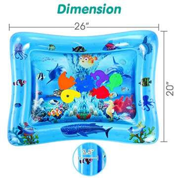 VATOS Tummy Time Baby Water Play Mat Toys for 3 6 9 Months Newborn Infant&Toddlers, Inflatable Sensory Toys Gifts for Boy Girl| BPA Free Infant Early Development Activity Centers