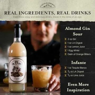 Liquid Alchemist Orgeat Syrup for Cocktails - Real Ingredients Make Our Almond Syrup the Perfect Mai Tai Mix - Non-GMO, Gluten Free & Vegan (12 oz)