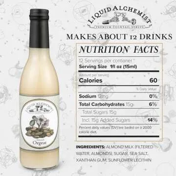 Liquid Alchemist Orgeat Syrup for Cocktails - Real Ingredients Make Our Almond Syrup the Perfect Mai Tai Mix - Non-GMO, Gluten Free & Vegan (12 oz)