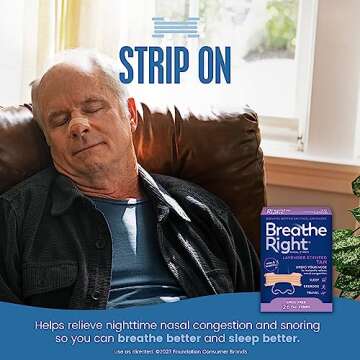 Breathe Right Nasal Strips Lavender Scent Extra Strength Tan Nasal Strips Help Stop Snoring Drug-Fre...
