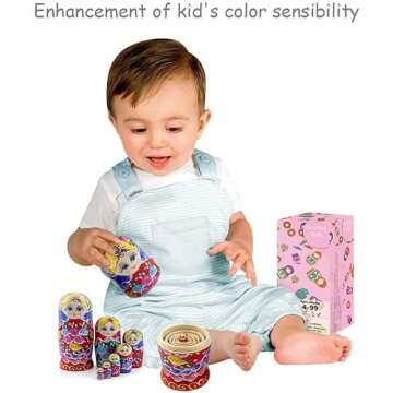 Starxing Russian Nesting Dolls Wood Matryoshka Stacking Set of 7 Handmade Toys for Children Kids Adu...