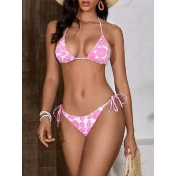 MakeMeChic Women's Stylish Tie Bikini for Summer Fun