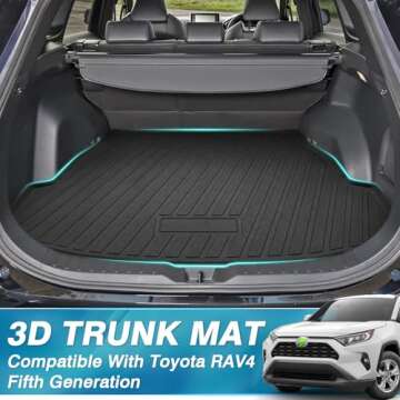 Mixsuper Cargo Liner for Toyota RAV4 All Models 2019-2025, All Weather Trunk Liner Rear Cargo Mat Anti-Slip Durable Black
