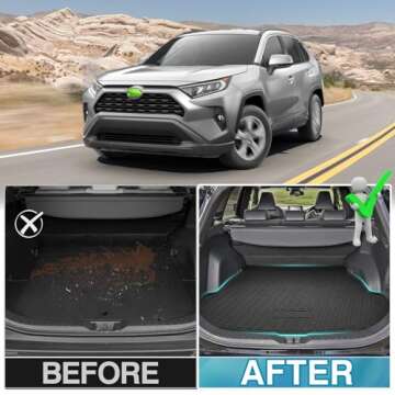 Mixsuper Cargo Liner for Toyota RAV4 All Models 2019-2025, All Weather Trunk Liner Rear Cargo Mat Anti-Slip Durable Black