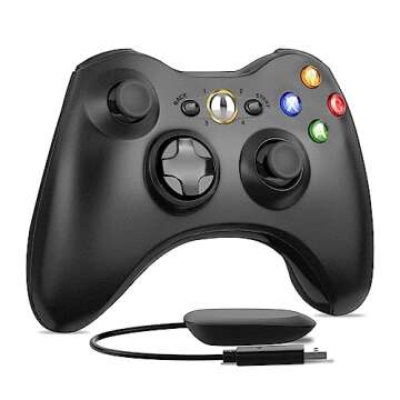 W&O Wireless Controller Compatible with Xbox 360 2.4GHZ Gamepad Joystick Wireless Controller Compatible with Xbox 360 and PC Windows 7,8,10,11 with Receiver (Black)
