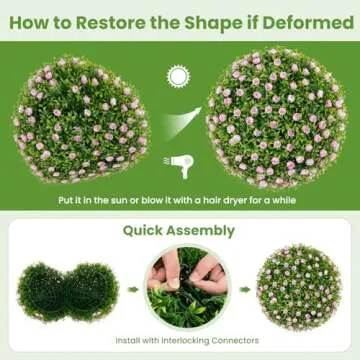 Goplus 14.5 Inch Topiary Balls - Set of 2 Faux Greenery