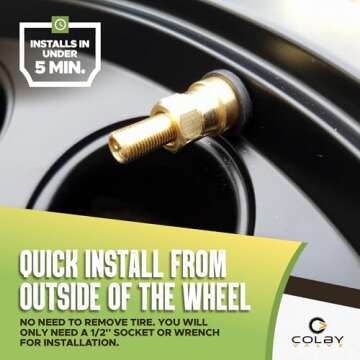 Colby Valve Permanent Valve Stem Replacement Kit | Heavy Duty Metal Emergency Valve Stems for Tubeless Tires | Quick Install from Outside of The Wheel | Made in USA from Quality 360 Brass Components