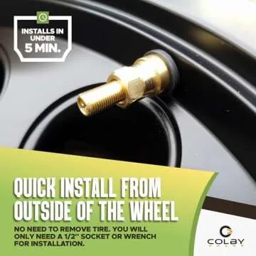 Colby Valve Permanent Valve Stem Replacement Kit | Heavy Duty Metal Emergency Valve Stems for Tubeless Tires | Quick Install from Outside of The Wheel | Made in USA from Quality 360 Brass Components