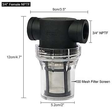 AutoRocking In-Line Strainer 3/4" Female NPT Garden Hose Filter