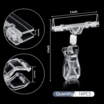 Mlici Clear Sign Clips for Retail and Events - 16 Pack