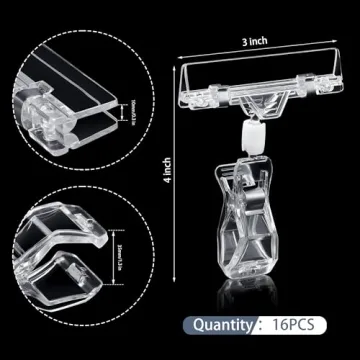 Mlici Clear Sign Clips for Retail and Events - 16 Pack