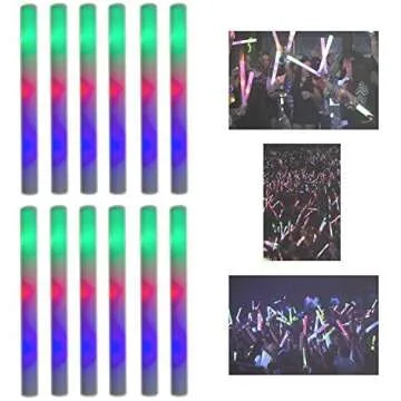Super Z Outlet Upgraded Light up Foam Sticks, 3 Modes Colorful Flashing LED Strobe Stick for Party, Concert and Event (12)