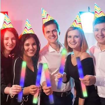 Super Z Outlet Upgraded Light up Foam Sticks, 3 Modes Colorful Flashing LED Strobe Stick for Party, Concert and Event (12)
