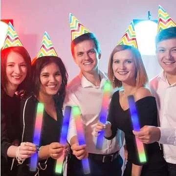 Super Z Outlet Upgraded Light up Foam Sticks, 3 Modes Colorful Flashing LED Strobe Stick for Party, Concert and Event (12)