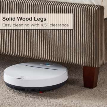 HOWE Queen Size 61" Corduroy Upholstered Bed Frame, Platform Bed with Vertical Stripe Wingback Headboard, No Box Spring Needed/Noise Free/Solid Wood Slats & Legs/Brown