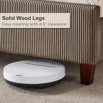 HOWE Queen Size 61" Corduroy Upholstered Bed Frame, Platform Bed with Vertical Stripe Wingback Headboard, No Box Spring Needed/Noise Free/Solid Wood Slats & Legs/Brown