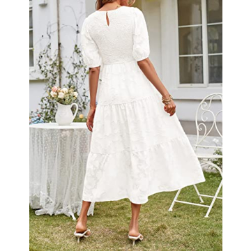 Stylish Summer Floral Dress with Puff Sleeves